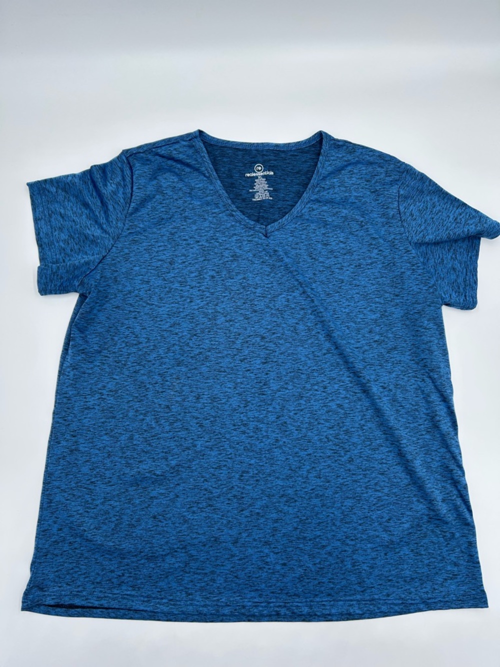Essentials Men's Heathered Blue V-Neck Tee